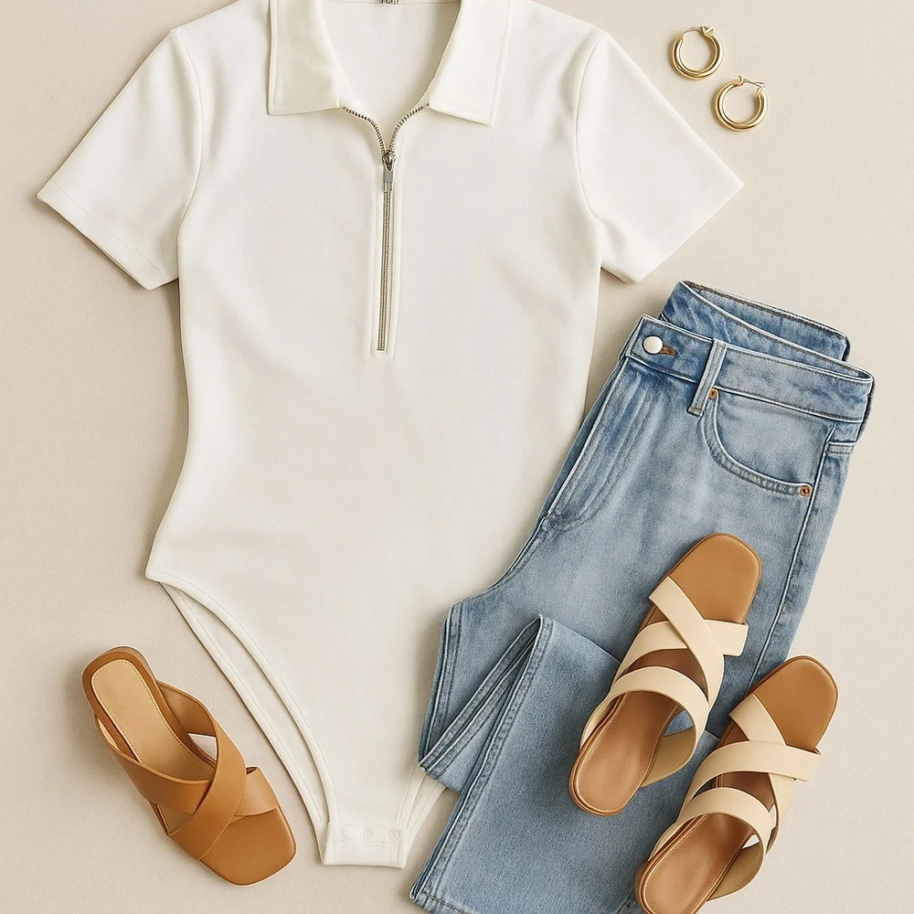 NWT Vero Moda Women Ivory White Bodysuit XL Made In Turkey - Picture 1 of 7